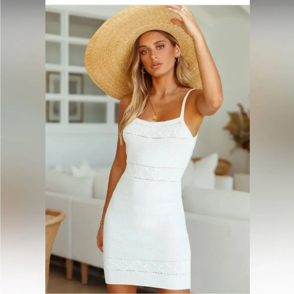 NWT hello molly Venus retrograde white knit dress 6 - Picture 1 of 10